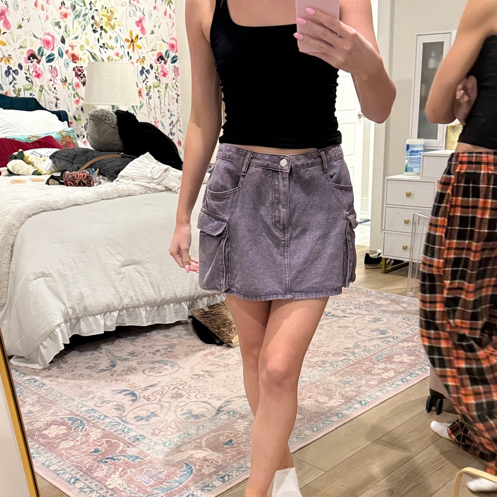 Cider Purple Mini Denim Skirt